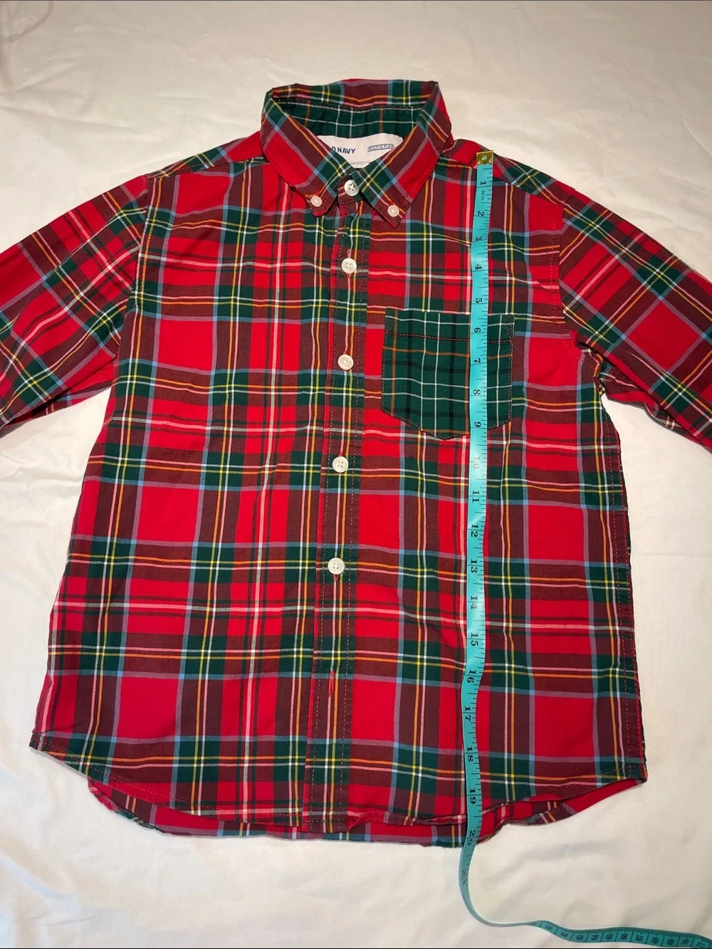 Old Navy Royal Stewart Plaid Button-Down Shirt with Green Accents